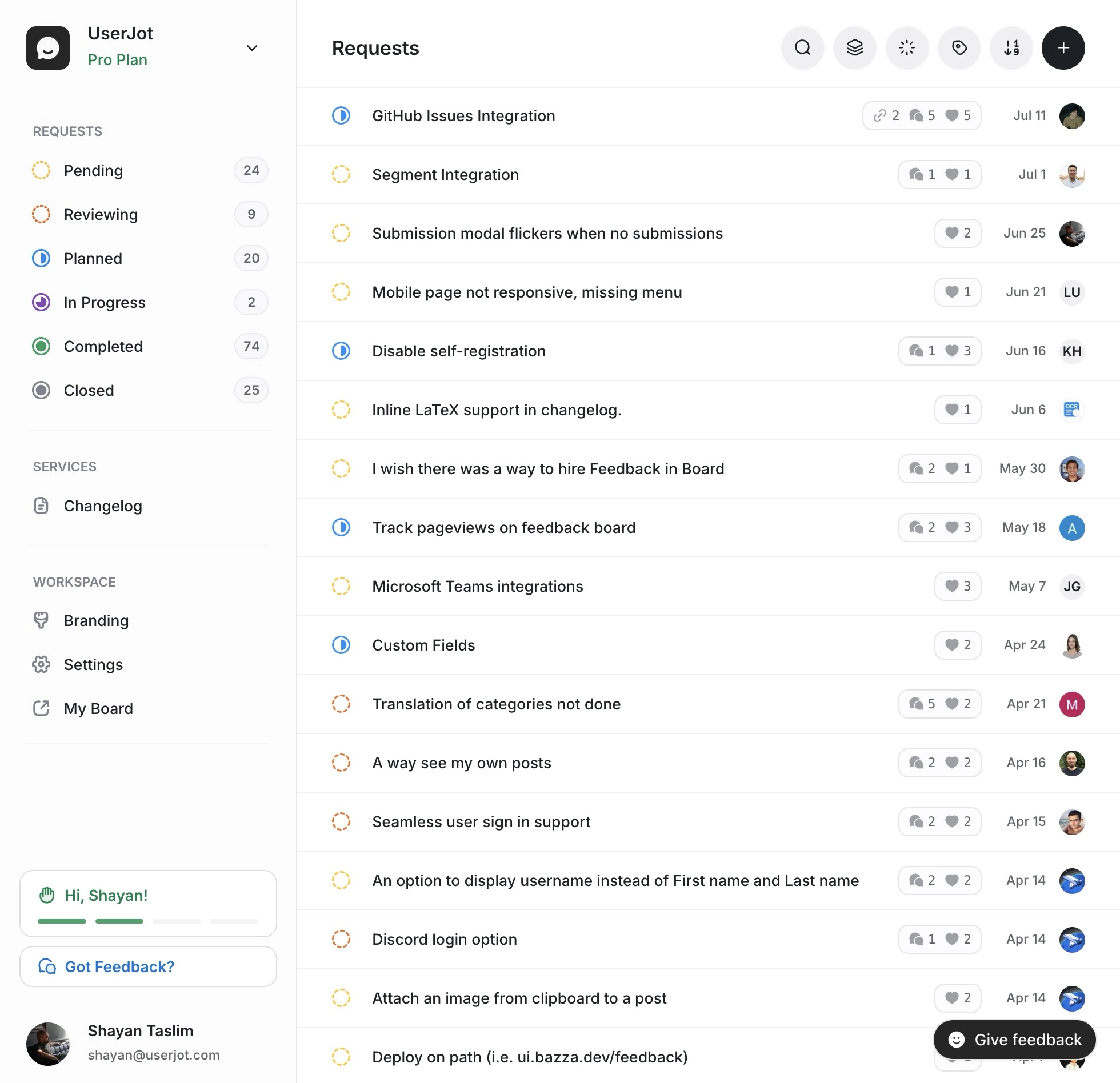 Product Roadmap Dashboard